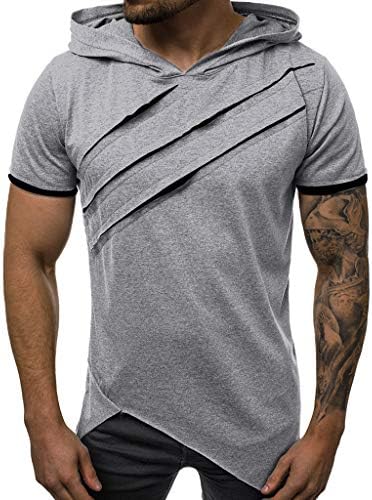 Muška košulja s kapuljačom lažna dvodijelna ribana patch bluza s kratkim rukavima Slim Fit Comfort Outdoor Fitness Sports