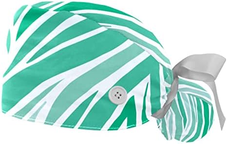 Deyya Green Leopard Radna kapa s gumbom i zvjezdicom, 2 paketa za višekratnu upotrebu kirurške kirurgije šeširi rep.