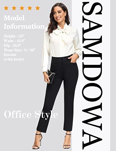 Samdowa ženske tanke hlače za haljine Capri, rastezljive radne hlače za žene, posao s visokim strukom casual golf hlače s