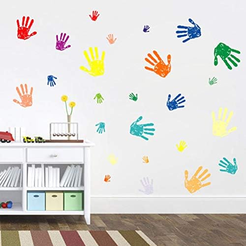 estetski dekor zida amosfun zidni ukrasi za dnevnu sobu šareni dlanovi otisci zidne naljepnice diy naljepnica djeca soba