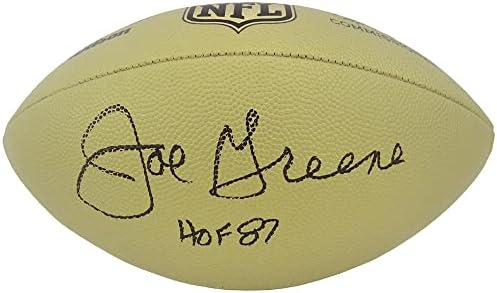 Joe Greene potpisao je Wilson Duke Gold Metallic NFL Replika u punoj veličini nogomet s Hof'87 - Autografirani nogomet