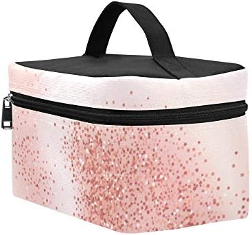 Ružičasto zlato sjaji na ružičastom kremastom uvijenom uzorku, torba za ručak, držač za ručak, izolirana torba za ručak za