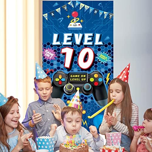 10. rođendan ukrasi za dječake 10. rođendan Video igre banner vrata plava 10. rođendan igrača poklopac vrata znak poster
