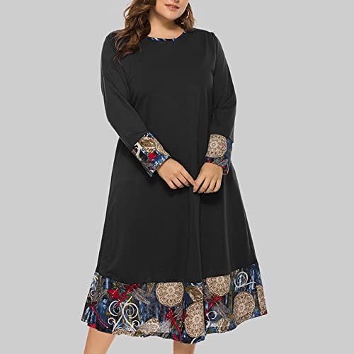 $ 2 / Ženska haljina Plus veličine jesenska ležerna haljina dugih rukava lepršave ljuljačke haljine etnički print prošivena