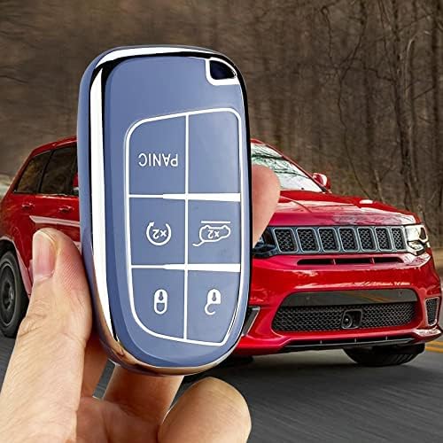 Yuebutor ključ fob pokrivača kompatibilan s Jeep Grand Cherokee Compass Cherokee Renegade Shell Shell pribor za zaštitnicu