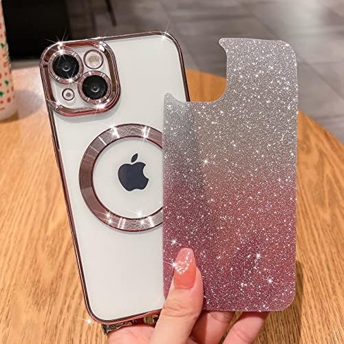 Hyuekoko kompatibilan s iPhone 13 magnetskim sjajem za glitter, Plating Bling Slatki futrola s Magsafe za žene djevojke pune