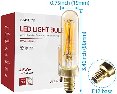 Led žarulja TORCHSTAR T6 s podesivim ona nalazi u UL, lampa za канделябров E12, 4,5 W, cjevaste žarulje Edison T25 za lusteri,