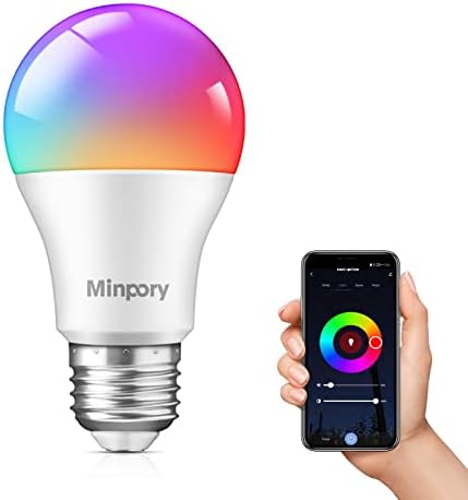 Pametni žarulje Minpory kompatibilne s Alexa i Google Home, led žarulja A19 E26 s podesivim ona Wi-Fi RGBCW, čija se boja