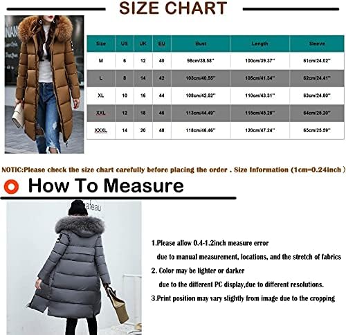 FRAGARN Ženski zimski kaputi Ženski modni ovratnik Big kose vitak dugački kaput od pamučne jakne visoke koljena