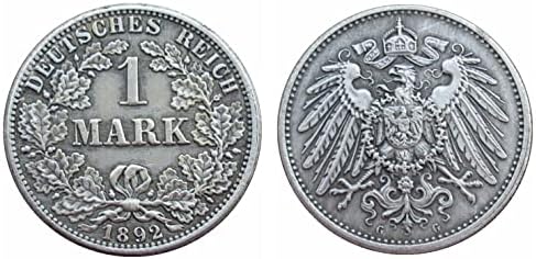 Njemački 1 Mark 1892 ADEFGJ STRANA REPICA SILLJUSKI PREDMETNI KOMPORACIJSKI BOON