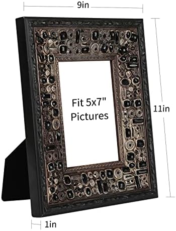 Beneframe 5x7 Europski vintage okvir za slike, razrađeni crni dragulj dekor, ručno izrađeni dekor za drvo i umjetničku galeriju,