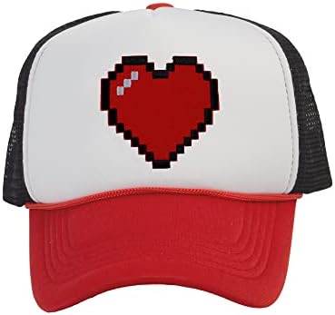 Muški šešir za Kamiondžije u retro stilu 80-ih s velikom 8-bitnom slikom srca u pikselima