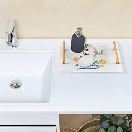 Dallanan akrilna ladica za kupaonicu, pravokutni akvarelni vektor flamingos ukrasne ladice sa zlatnim ručkama za kuhinjsku