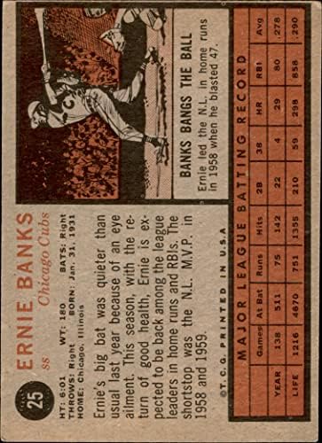 1962. Topps 25 Ernie Banks Chicago Cubs Dobri Cubs