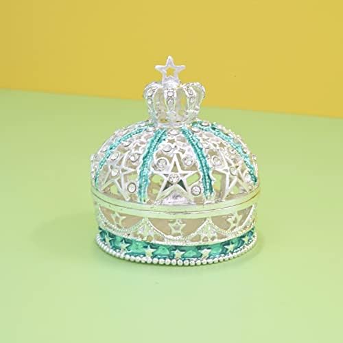 Ukrasna emajlirana kutija za nakit u stilu krune sa šarkama, svjetlucava dijamantna kutija za nakit za uređenje doma, jedinstveni