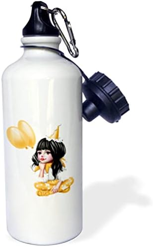 3Drose Slatka tamnokosa djevojka klauna s balonima u žutoj boji - boce s vodom