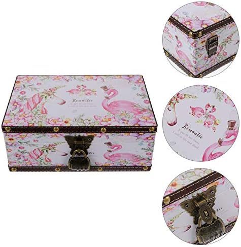 Ofportble retro nakit kutija drvena flamingo jednorog tiskana tiskana kutija u naušnicama u naušnicama za skladištenje nakit