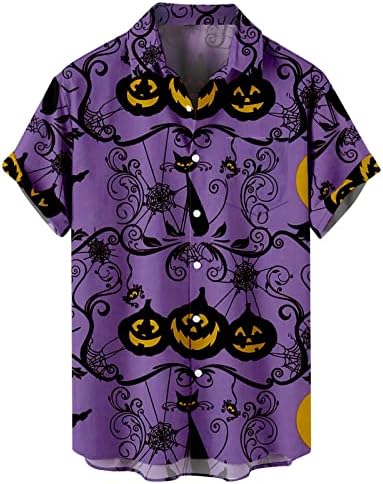 Qiyin muški gumb Down Halloween majice Halloween Print kratki Sheeve Havajski atletski 3D košulje haljine lubanje velike