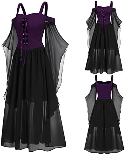 Gotičke haljine za žene, ženske duge haljine za Noć vještica veličine plus s rukavima od leptira s ramena, duge haljine Na