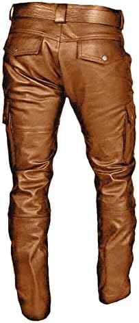Muške jesenske zimske solidne boje Punk retro goth stil hlača Slim Fit casual moto biciklista PU kožne hlače hlače