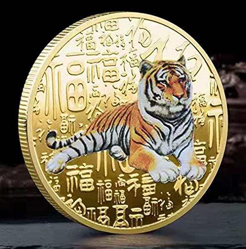 Blagoslov Tigerlucky Tiger Godina Zodijak Rijetka kolekcionarska kripto valuta Virtualna valuta Zlatna komorativna kolekcionarska
