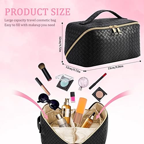 Hokzyhouse Organizator velikih torbi za šminku, torba za putničku šminku PU Koža vodootporna kozmetička vrećica za žene i