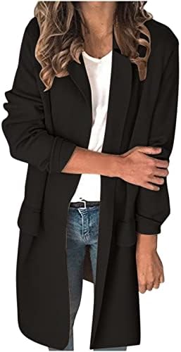 Ženski lažni ovratnik Blazers Open prednji kaput od graška casual srednjeg dugačkog džempera Blazer -ovka s kaputa nadmašuje