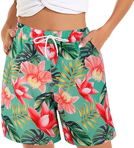 Ženske udobne kratke kratke hlače Ljetni visoki struk labave fit Bagggy kratke hlače cvjetni print lagana slatka plaža casual
