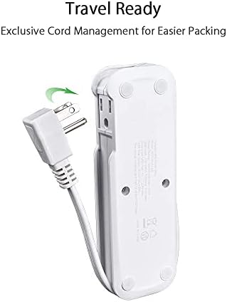 Traka za putničku snagu s USB -om - NtonPower 2 Outlets 3 USB prijenosna stanica za punjenje radne površine, 15 inča omotana