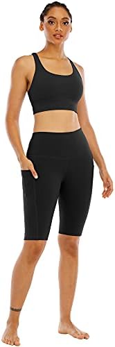 Whouare 4 pakiranje biciklističke joge kratke hlače sa džepovima za žene, visoki struk s atletskim trčanjem treninga u teretani