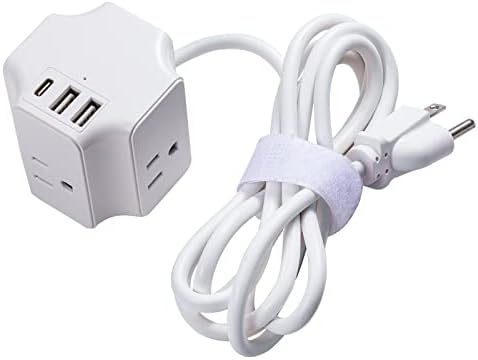 Power Strip s USB C priključcima, 6 ft ekstensijski kabel Power Strip s 3 široko raspoređenih prodajnih mjesta, 2 USB priključka
