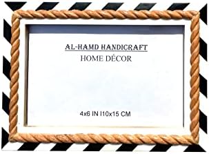 Al -Hamd Handicraft Crno bijeli Chevron okvir za slike -mozaični marokanski uzorak smola ručno rađena -objesiti ili sjediti