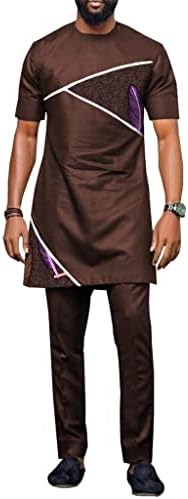 Afrički muškarci odjeću tradicionalni set pamučni susdiki košulja tunika vrhovi i hlače plemenski tisak formalne odjeće tracksuits
