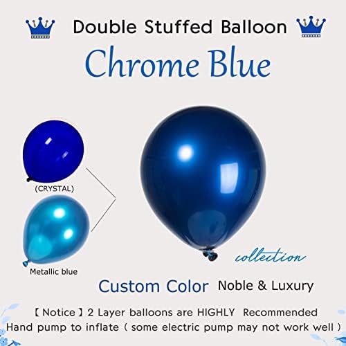 Duplo punjeni baloni različitih veličina, 52 pakiranja 18+10+5 inčni metalik Mornarsko plavi balonski vijenac za maturalnu