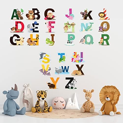 FirstSix edukativne zidne naljepnice, životinjska abeceda ABC Kids naljepnice za bebe naljepnice za igraonicu, ukras u učionici