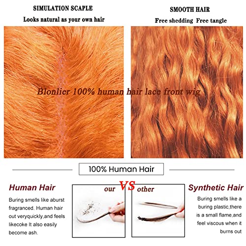 Kratke narančaste perike od ljudske kose na čipki kovrčave prethodno iščupane po liniji kose izgorjele narančaste Bob Perike