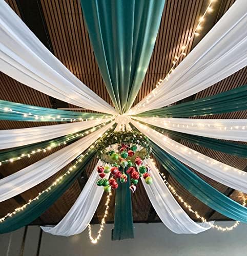Bijela stropna zavjesa za vjenčanje od 5 stopa od 30 stopa šifonski luk Prozirna pozadina zavjesa za ceremoniju prijema šik