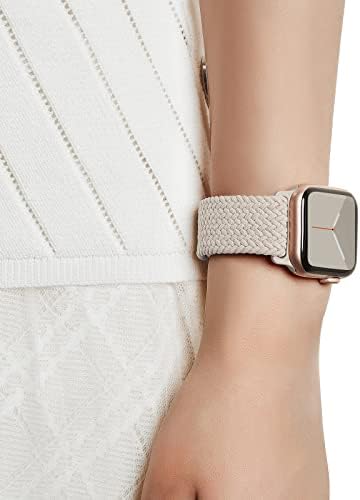 Pletena solo petlja kompatibilna s Apple Watch pojasom 38 mm 40 mm 41 mm 42 mm 44 mm 45 mm za žene muškarce, podesive rastezljive
